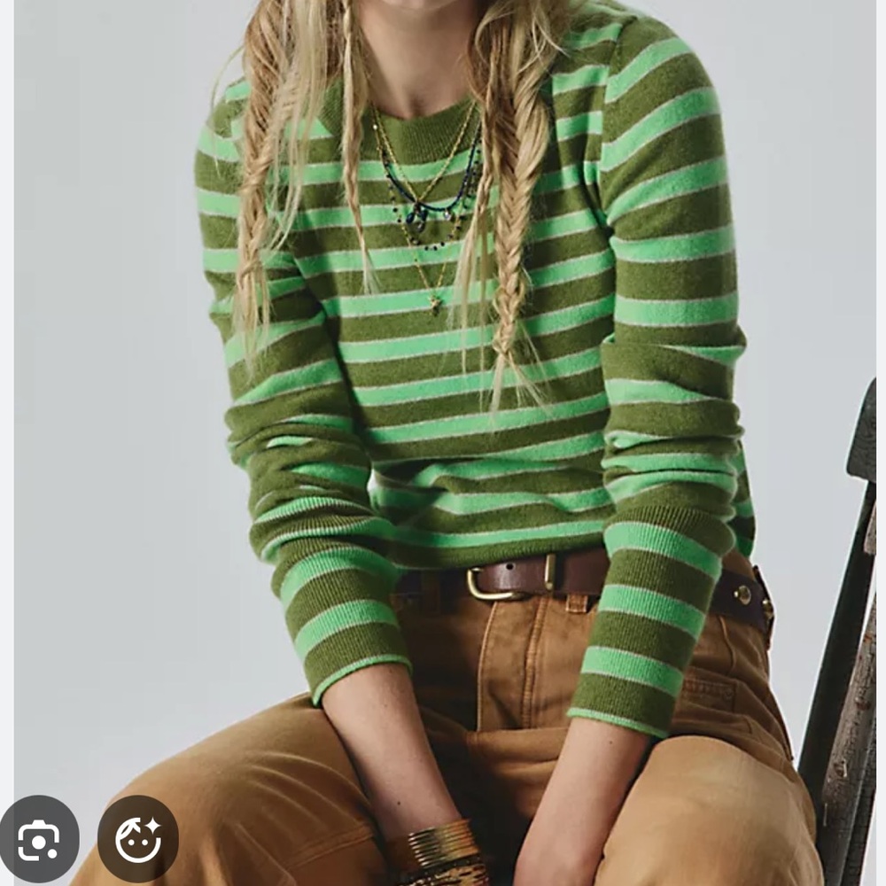 STUNNING  Free People Malibu Striped Cashmere Crewneck Sweater NWT Sz Small🩷🩷🩷🩷